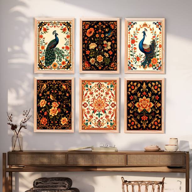 RIDIT CREATION Pichwai And peacock Indian art Painting for Home Decoration| Digital Reprint 13 inch x 10 inch Painting