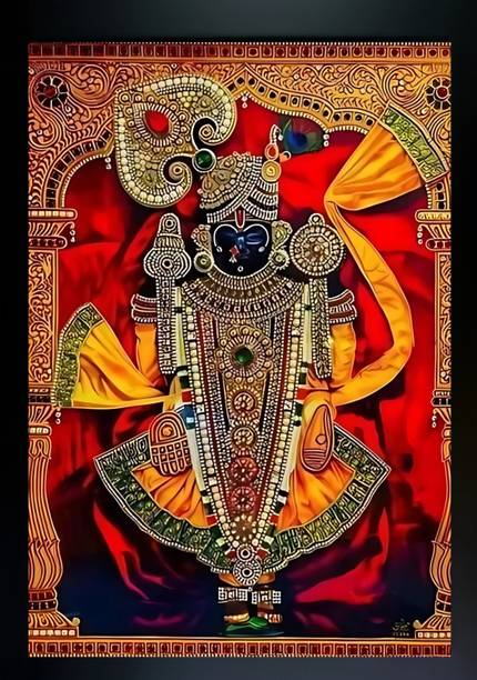 Meclay Arts ShreeNath ji Nathdwara Divine Shrinathji Pichwai Style Acrylic 14 inch x 10 inch Painting