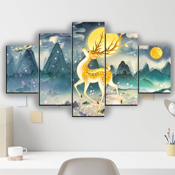 XIDLZ 5 Panel Home decor canvas for wall Digital Reprint 18 inch x 30 inch Painting