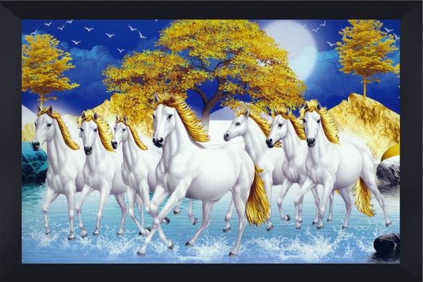 Gita Govinda Vastu 7 horses glossy Digital Reprint 13.5 inch x 9.5 inch Painting