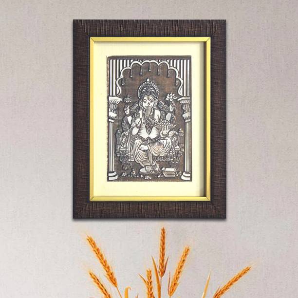 Shree Kala Home Decor Lord Ganesh Wall Art Painting Embossed 11 inch x 9 inch Painting