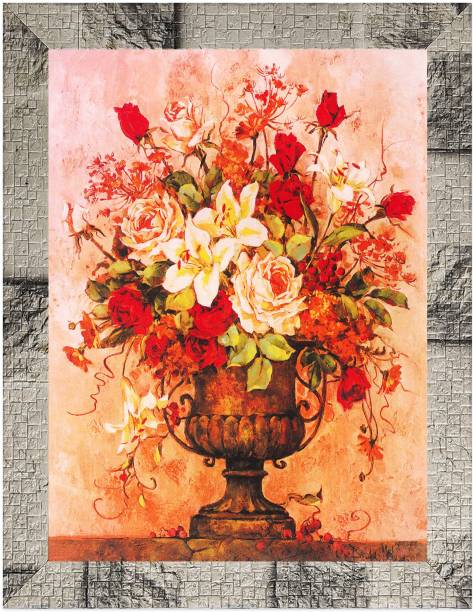 Indianara Flower In Wase Painting (4417MW) -Synthetic Frame, 10 x 13 Inch Digital Reprint 13 inch x 10.2 inch Painting