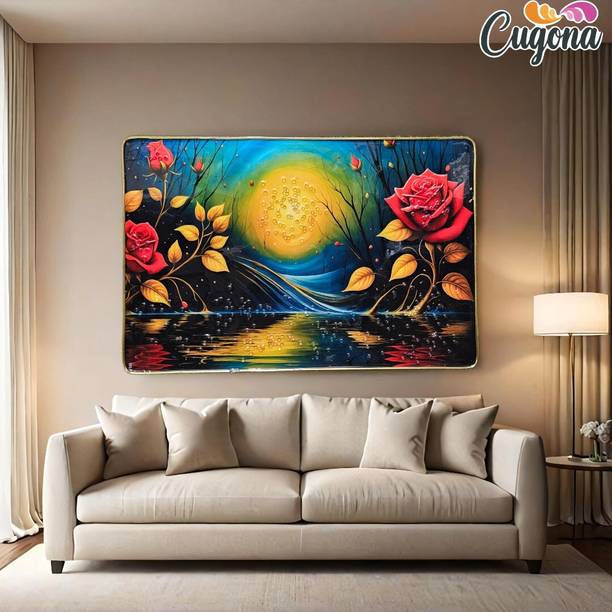 CUGONA 3D Rose photo frame Crystal stone with golden border wall decor frame for home 3D Painting 12 inch x 18 inch Painting