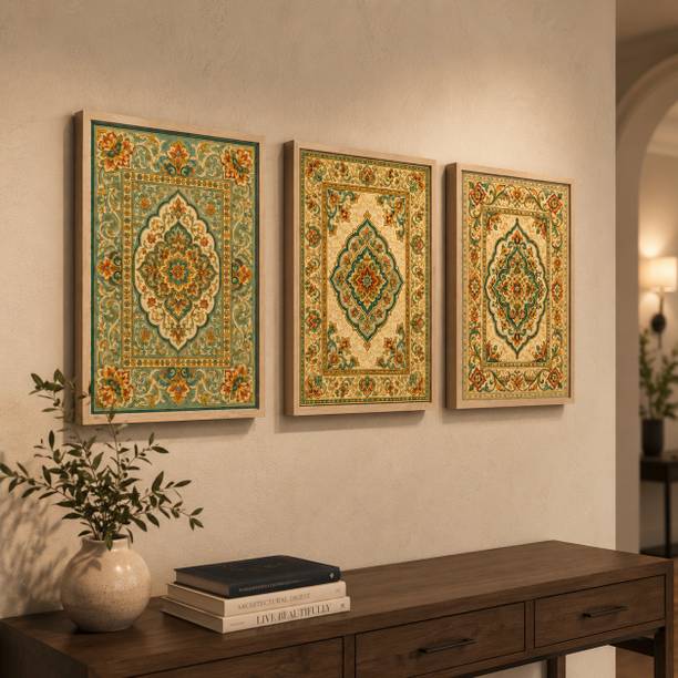 सैफ Set of 3 Persian Pattern Framed Wall Paintings for Home Decor डिजिटल रीप्रिंट 19.5 inch x 13.5 inch पेंटिंग