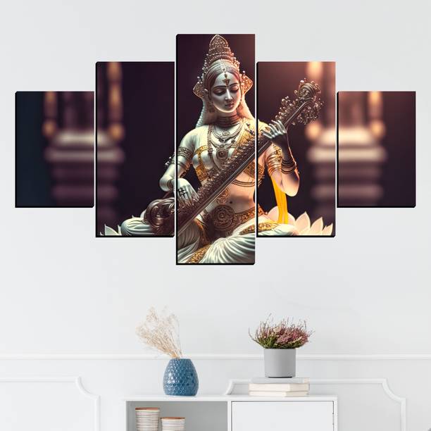 JB क्रिएशंस Saraswati Mata Beautiful Painting Wall Decorative For Home डिजिटल रीप्रिंट 18 inch x 30 inch पेंटिंग