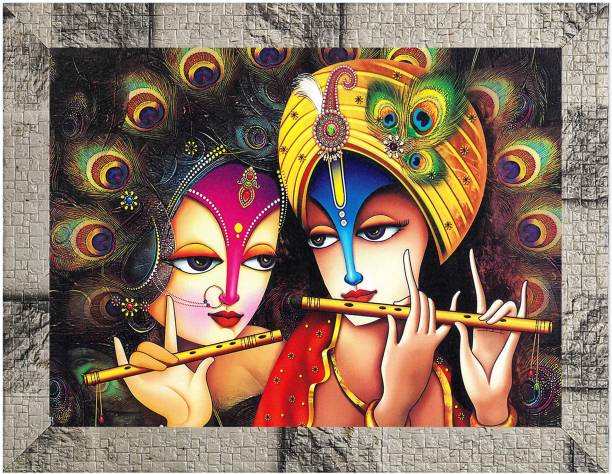 Indianara Radha Krishna Painting (4495MW) without glass Digital Reprint 33.2 inch x 10.2 inch Painting