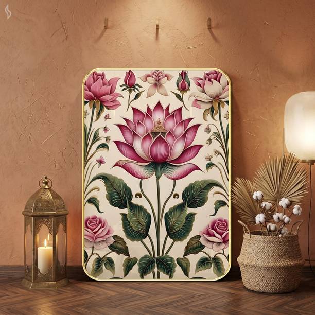 admireya arts Admireya Arts Ethnic Pichwai Pink Lotus Wall Painting (18x12) Digital Reprint 18 inch x 12 inch Painting