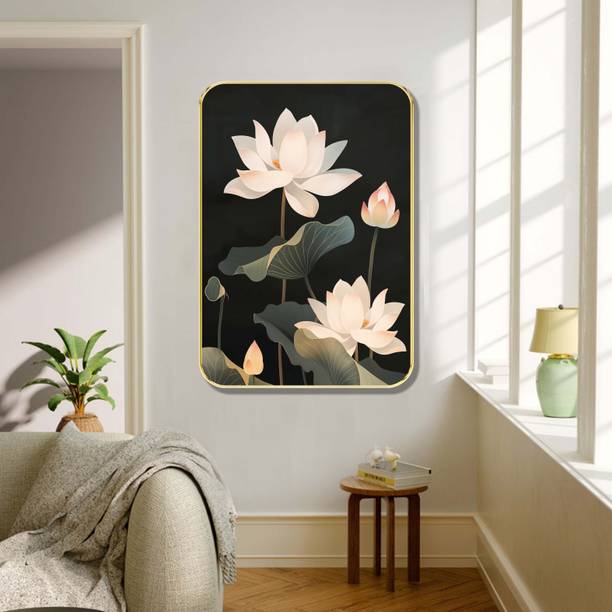 saf Elegant White Lotus Wall Art Digital Reprint 19.5 inch x 13.5 inch Painting