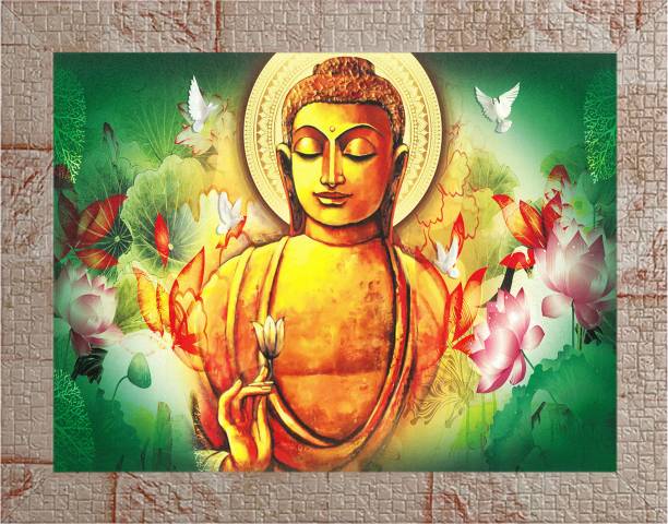 Indianara Gautam Buddha Painting (4476MR) without glass Digital Reprint 10.2 inch x 13 inch Painting