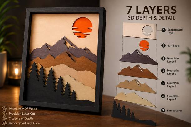ARTVORA ENTERPRISE 3D MOUNTAIN WALL ART 6 3D Painting 11 inch x 8 inch Painting