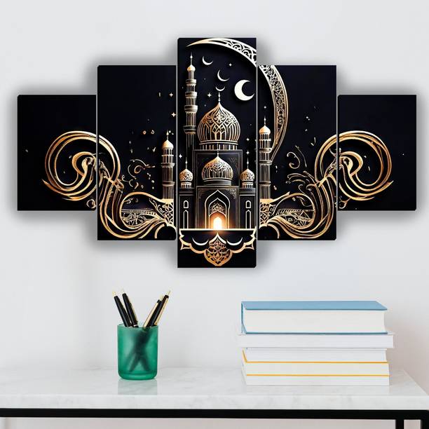 JB Creations Set of 5 Peice Modern Islamic scenery painting Digital Reprint 18 inch x 30 inch Painting