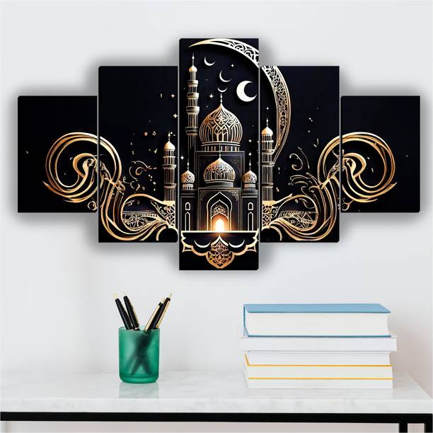 XIDLZ 5 Panel Modern Islamic painting canvas for wall Digital Reprint 18 inch x 30 inch Painting
