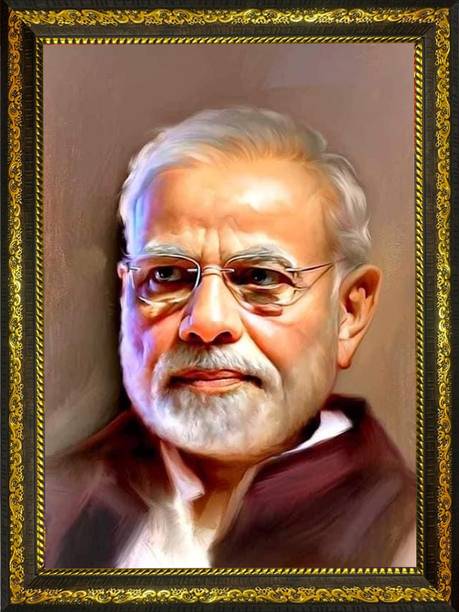 BISRAT CREATIONS Narendra modi photo frame Digital Reprint 13.5 inch x 10 inch Digital Reprint 13.5 inch x 10 inch Painting