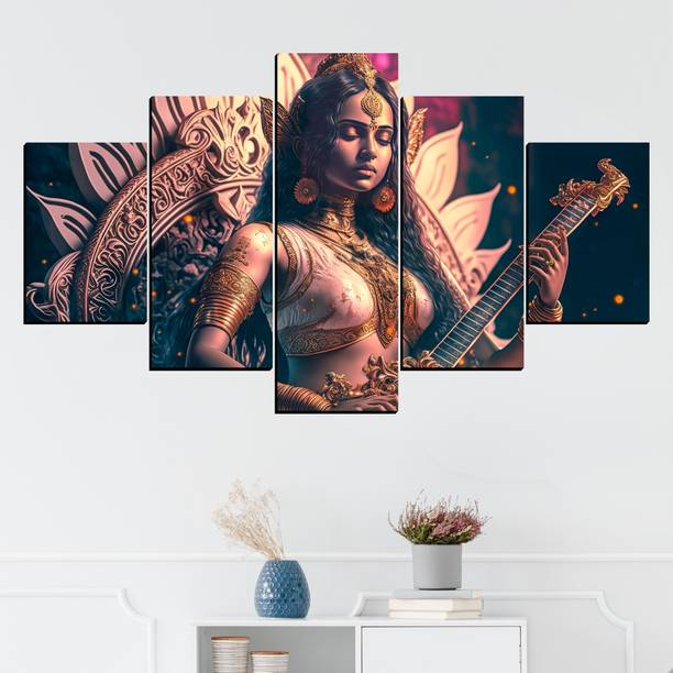 JB क्रिएशंस Saraswati Mata Beautiful Painting Wall Decorative For Home डिजिटल रीप्रिंट 18 inch x 30 inch पेंटिंग