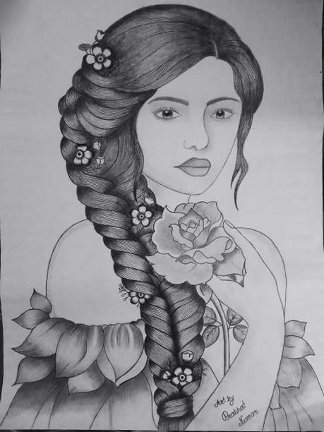 Akaar AKAAR Beautiful girl sketch, Pencil Sketch(Original) Pencil 12 inch x 9 inch Painting