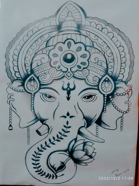 Akaar AKAAR Ganesh ji Sketch, Pencil Sketch(Orignal) Pencil 12 inch x 9 inch Painting