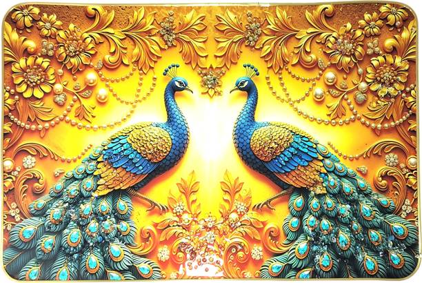 LujoLove Peacock Couple 3D Crystal Embedded photo frame Digital Reprint 18.5 inch x 12.5 inch Painting