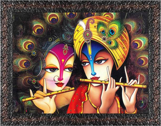 Indianara Radha Krishna Painting (4495GBN) without glass Digital Reprint 33.2 inch x 10.2 inch Painting