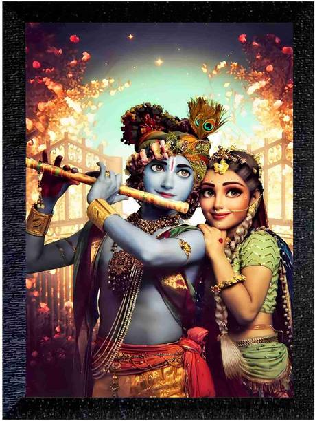 KESPHOER ULTRA GLOSSY RADHA KRISHNA JI SCENERY / PHOTO FRAME / PAINTING Digital Reprint 14 inch x 10 inch Painting