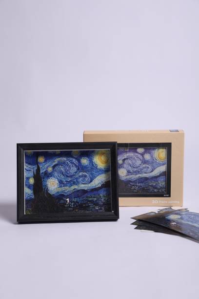 TARA VENTURES 3D Framed Art DIY Puzzle Painting Kit with Display Frame Random Design Toy 3D Painting 7 inch x 9 inch Painting