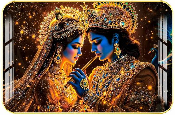 वॉलमैक्स Radha Krishna Crystal Painting रेज़िन पेंटिंग 12 inch x 18 inch पेंटिंग