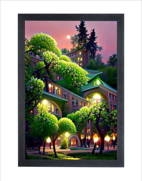 चित्रंश गिफ्ट्स Vastu Beautiful House Scenery Wall Mounted Painting Photo डिजिटल रीप्रिंट 14 inch x 20 inch पेंटिंग