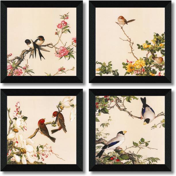 सैफ SET OF 4 BIRDS UV lamination डिजिटल रीप्रिंट 19 inch x 19 inch पेंटिंग