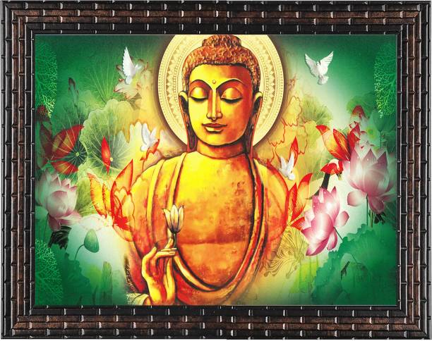 Indianara Gautam Buddha Painting (4476GB) without glass Digital Reprint 10.2 inch x 13 inch Painting
