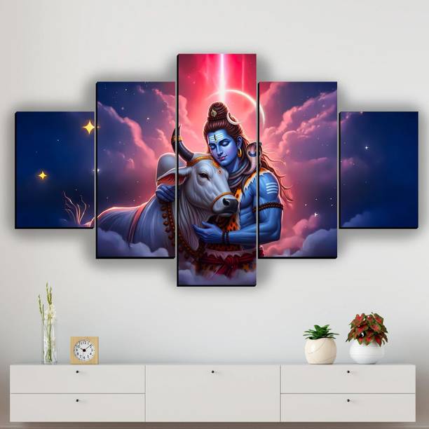 JB Creations Modern Lord Shiva scenery painting canvas for wall Digital Reprint 18 inch x 30 inch Painting