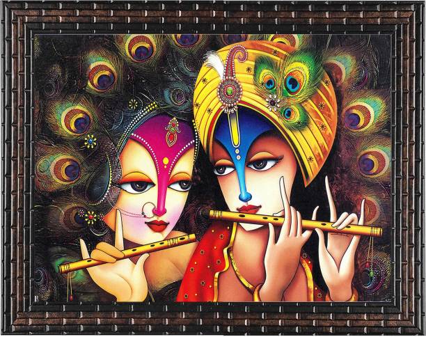 Indianara Radha Krishna Painting (4495GB) without glass Digital Reprint 33.2 inch x 10.2 inch Painting