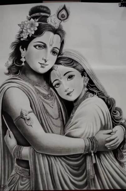 Akaar AKAAR Radhakrishna Sketch, Pencil Sketch (Original) Pencil 12 inch x 9 inch Painting