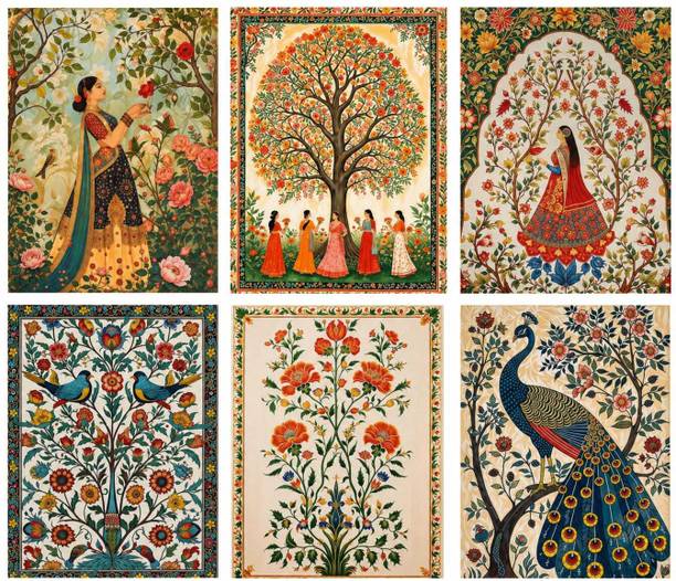 Lala Set of 6 Indian Traditional Rajasthani & Pichwai Wall Painting Digital Reprint 12 inch x 9 inch Painting