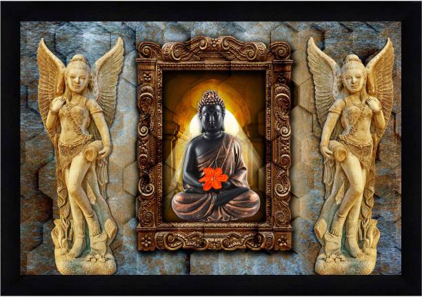 Indianara Gautam Buddha Without Glass Framed Art Print for Room Decor Digital Reprint 10 inch x 13 inch Painting