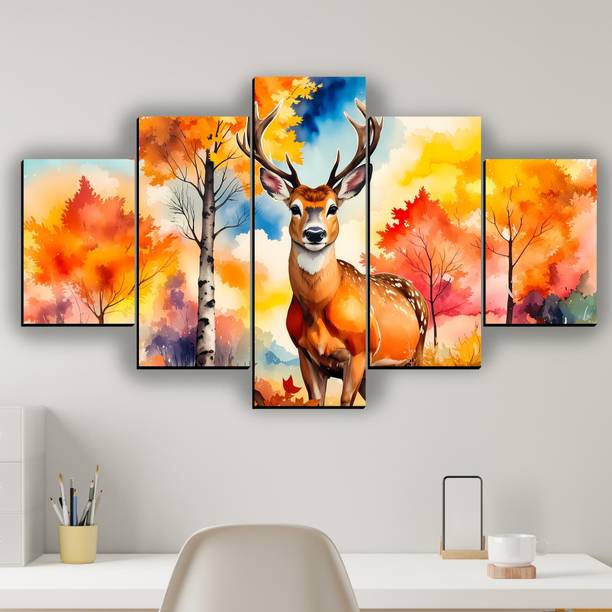 XIDLZ 5 Panel Home decor scenery painting canvas for wall Digital Reprint 18 inch x 30 inch Painting