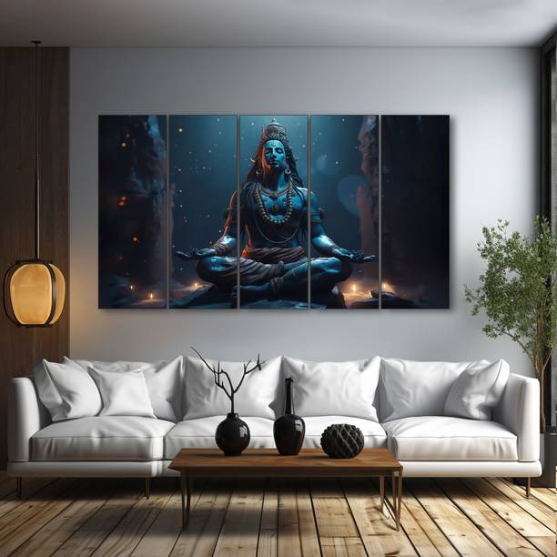 TheCastleDecor Lord Shiva Wall Painting for Living Room | Mahadev Wall Art Home Decor Digital Reprint 27 inch x 48 inch Painting