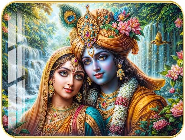 WALLMAX Radha Krishna Crystal Wall Painting Home decorative gift Item Resin Painting 9 inch x 12 inch Painting