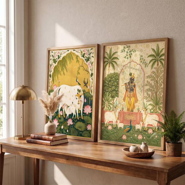 KOTART Traditional Pichwai wall art Painting Big Frame Perfect for Living Room, Bedroom Acrylic 20 inch x 14 inch Painting