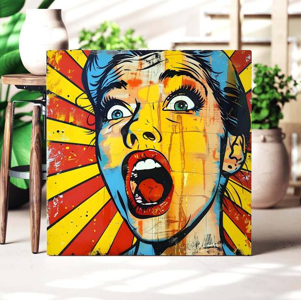 Indianara Pop Art Woman Illustration Canvas Painting for Living | Bedroom | Hotel Canvas 24 inch x 24 inch Painting
