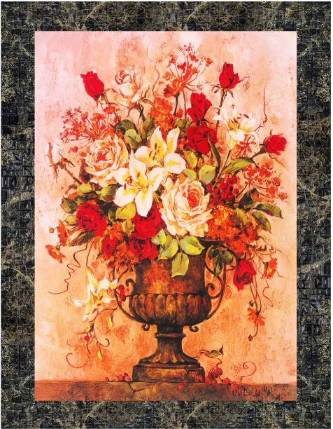 Indianara Flower In Wase Painting (4417MGY) -Synthetic Frame, 10 x 13 Inch Digital Reprint 13 inch x 10.2 inch Painting