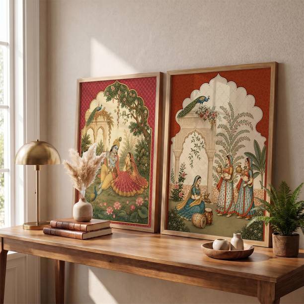KOTART Traditional Pichwai wall art Painting Big Frame Perfect for Living Room, Bedroom Acrylic 17 inch x 13 inch Painting