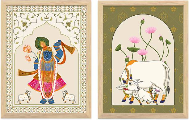 Artifly Pichwai art framed wall painting for living room bedroom office room SO211 Digital Reprint 13 inch x 10 inch Painting