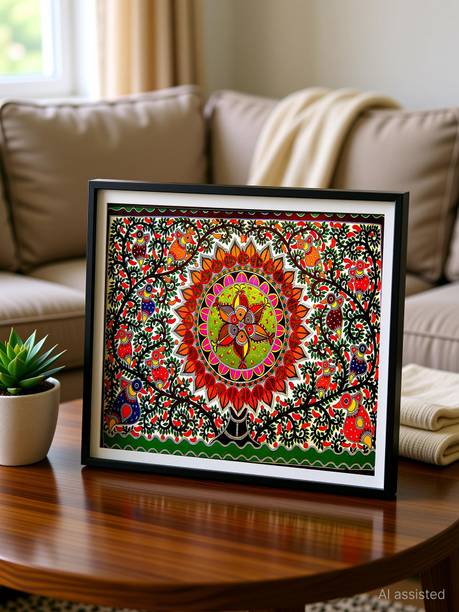 SAF PRINT paintings madhubani painting Black Slim Frame wall decoration items