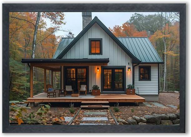 ASHIT Beautiful House Scenery Photo Frame For Wall Mounted Painting Digital Reprint 11 inch x 8.5 inch Painting
