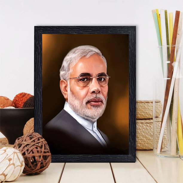 BISRAT CREATIONS Narendra Modi Photo Frame Digital Reprint 9 inch x 7 inch Painting
