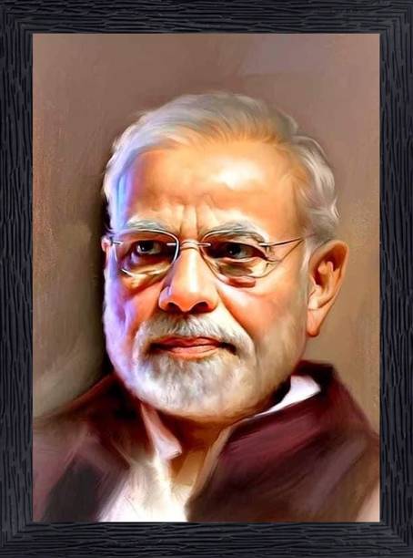 BISRAT CREATIONS Narendra Modi Photo Frame Digital Reprint 19.5 inch x 13.5 inch Painting Digital Reprint 13.5 inch x 10 inch Painting
