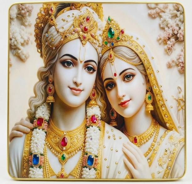INDEX CLOCK AND GIFT Radhe Krishna Crystal Photo Frame 3D Painting 12 inch x 12 inch Painting