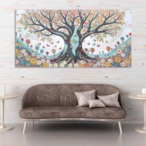 Indianara Panoramic Large Canvas Art Painting for Living | Bedroom | Office | Hotel Room Canvas 22 inch x 44 inch Painting With Frame
