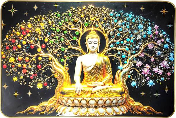 LujoLove Buddha 3D Crystal Embedded Photo Frame 3D Painting 12.5 inch x 18.5 inch Painting