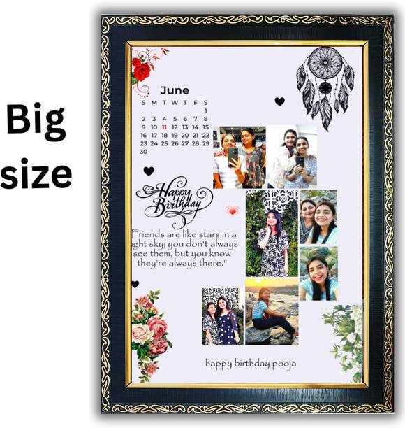ER Enterprises A3 BIG SIZE CUSTOMIZE PHOTO FRAME GOLDEN BLACK Digital Reprint 20 inch x 14 inch Painting