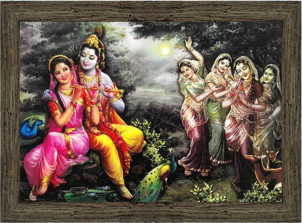 Indianara Radha Krishna Painting (4467EBY) without glass Digital Reprint 10.2 inch x 13 inch Painting